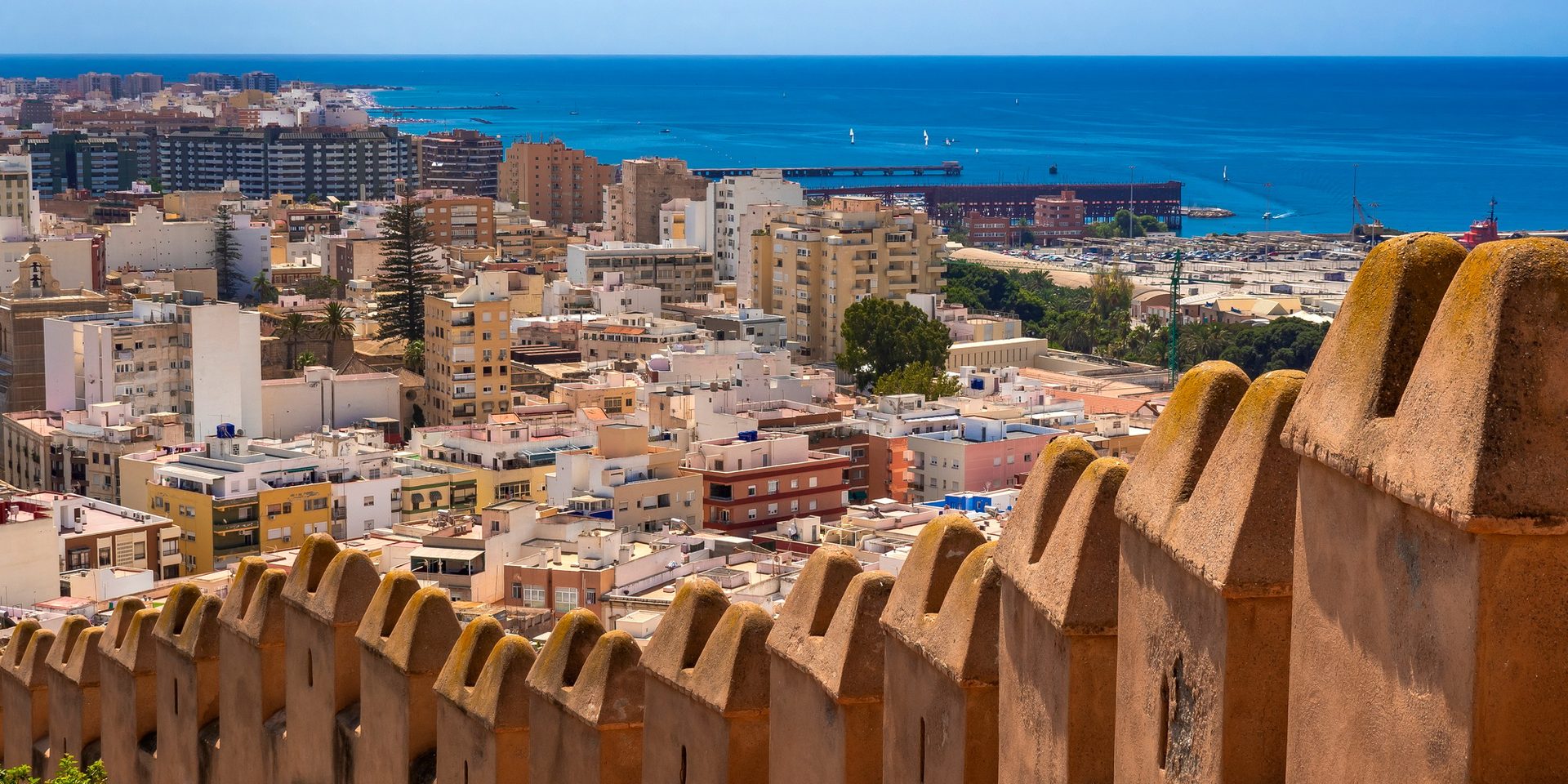 Vista aérea de la Alcazaba de Almería, conjunto del tipo que se levanta en un modelo tridimensional
